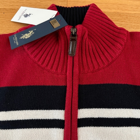 NWT U.S. Polo Assn. Womens Red Sweater Ski Sweater 1/4 Zipper Size Medium - Picture 3 of 13